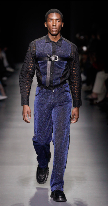 An IES Abroad student walks in Milan Fashion Week.