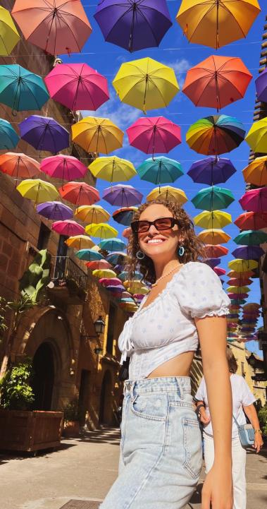 A student explores Poble Espanyol de Montjuic in Barcelona, Spain.
